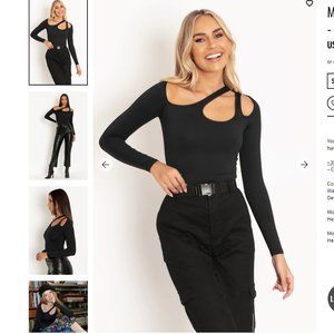 MATTE BLACK CUT OUT LONG SLEEVE TOP - LIMITED - Size M - Blackmilk -BNWT